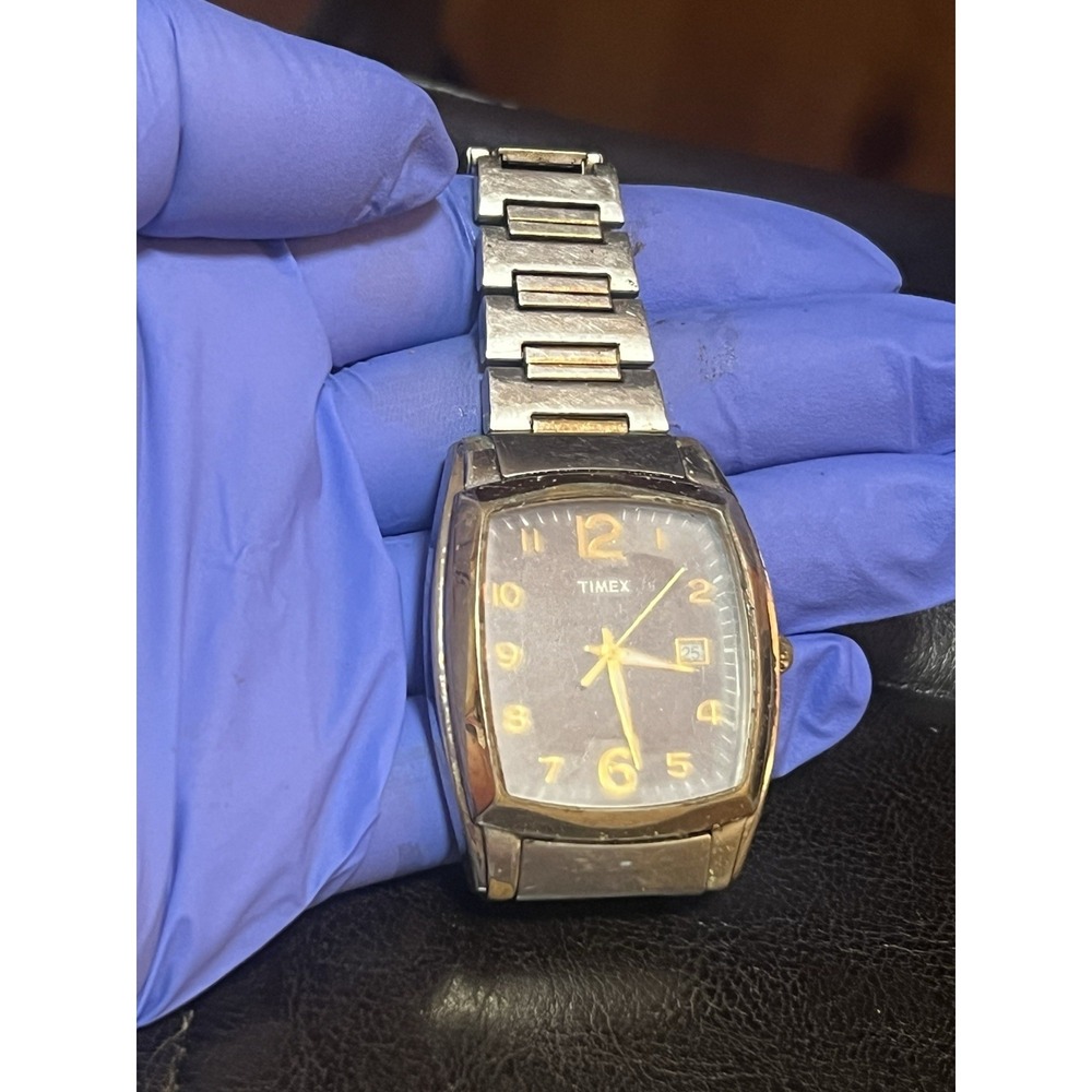 Timex Retro-Style Tank Two-Tone 37 mm Chocolate Dial  Indiglo Vtg PARTS ONLY